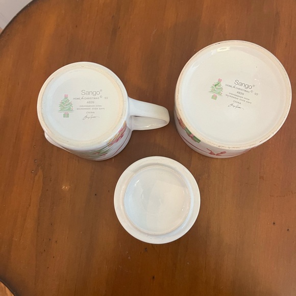 Sango Home for Christmas ‘92 Pink Lidded Sugar and Creamer Excellent Condition - Picture 5 of 6